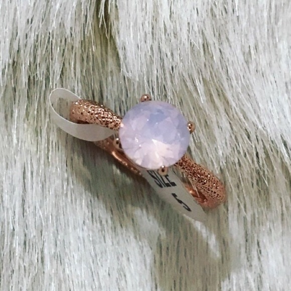 Fragrant Jewels Sea La Vie Rose Gold Plated Rose Water Opal CZ Ring Sand - Picture 3 of 10